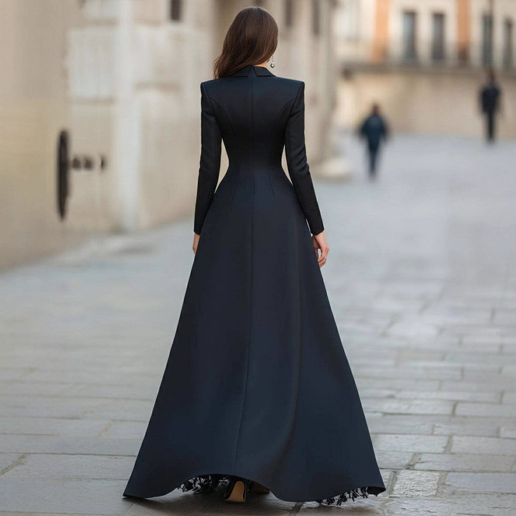 Chic Lace Suit Collar Two-Piece Long Sleeve Dress for Women